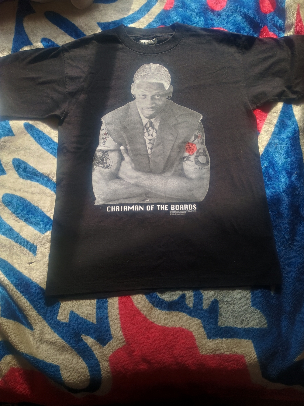 Dennis Rodman Black 'Chairman of the Boards' Graphic Short-Sleeve Tee